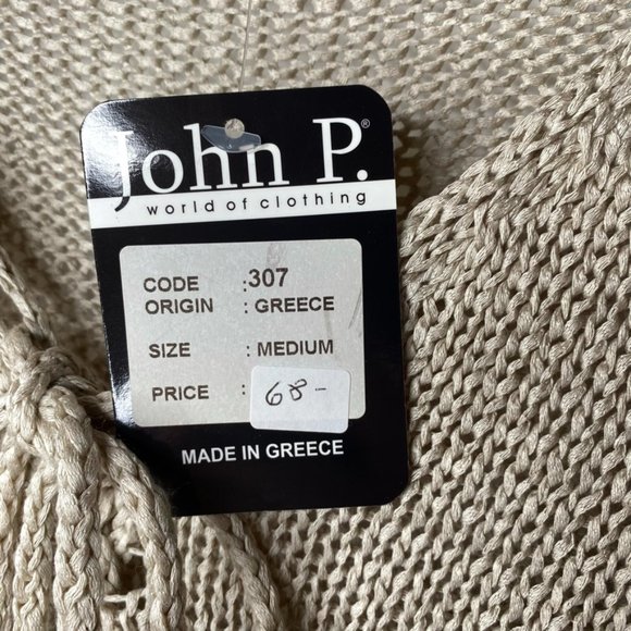 John P. Greece pull over knit sweater tan size medium NWT long sleeve - Picture 4 of 7